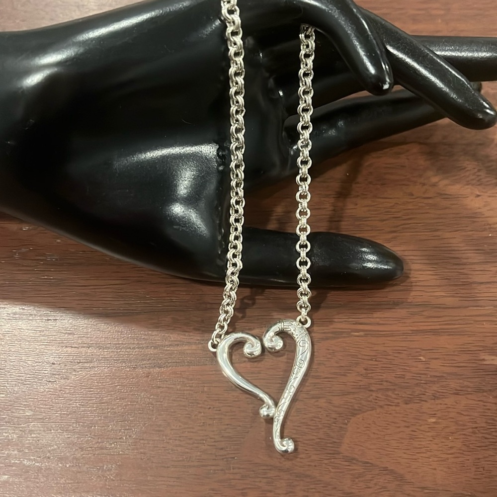 BRIGHTON 10’ Tuscan Open Heart Etched Pendant Necklace 
    RETIRED